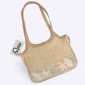 VTG 80s‎ NEW Coastal Grandma Tapestry Beach Seashell Tote Mitzi Corduroy Zip Top